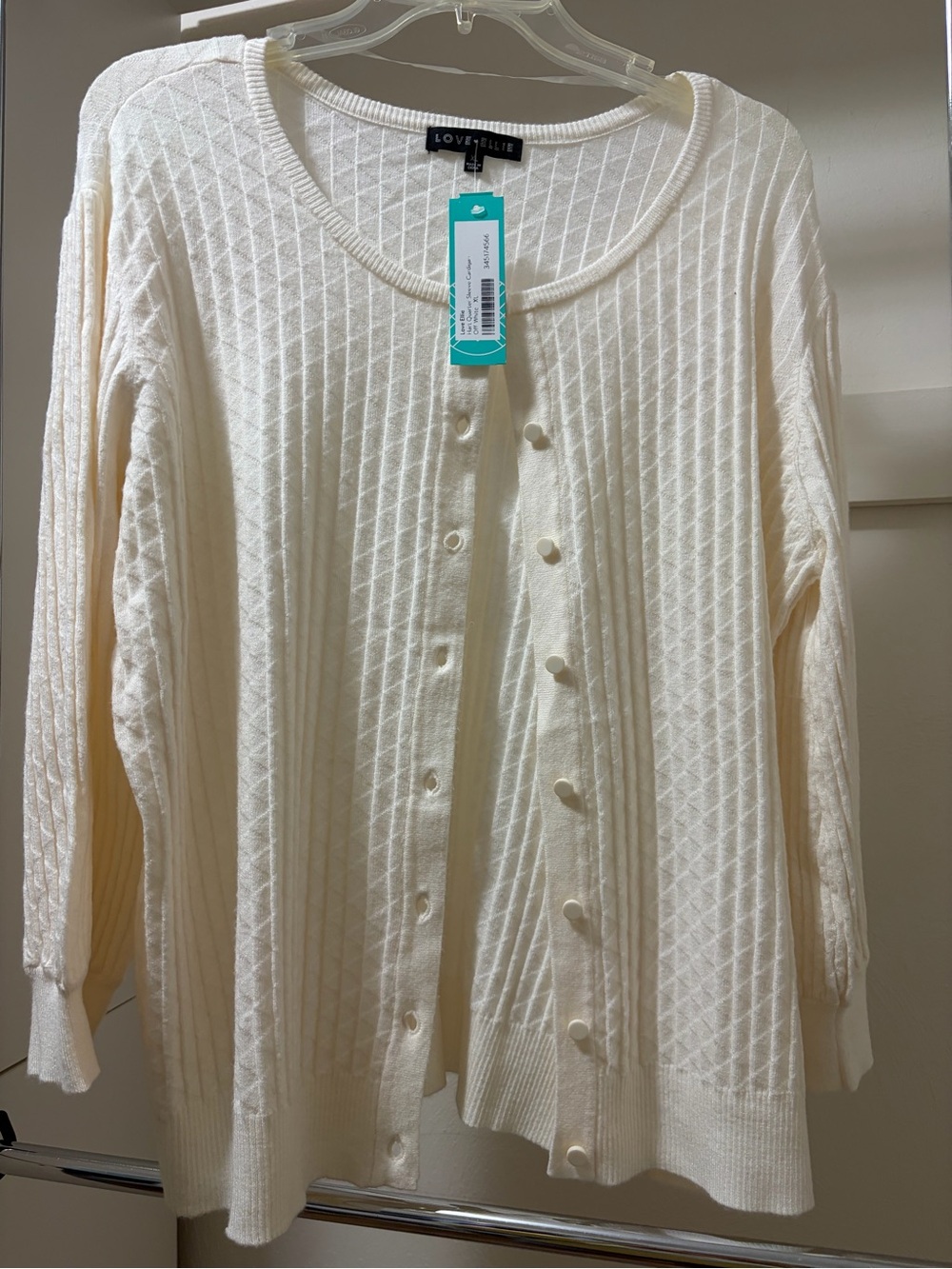 LOVE ELLIE Cream Cable Knit Button-Front Cardigan